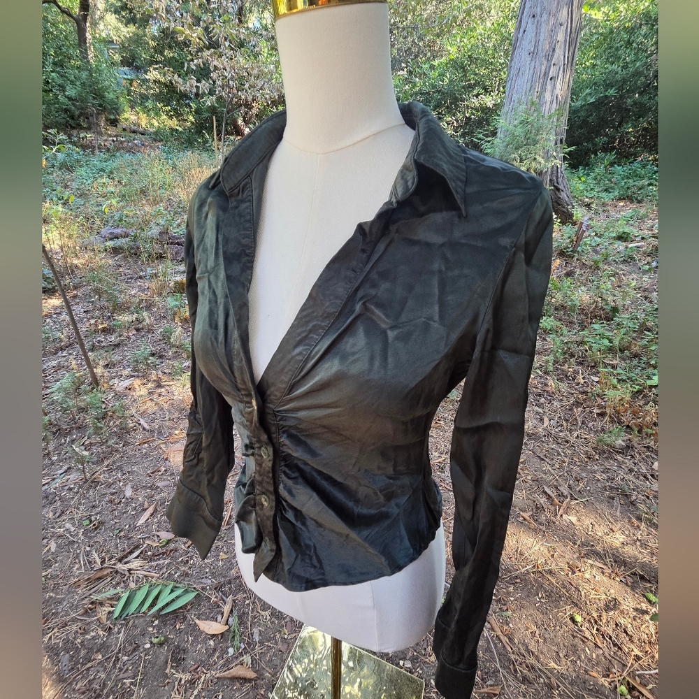 Zara Sage Green Satin Women's‎ Blouse Size Medium - Picture 3 of 5
